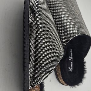 Lauren Lorraine Shimmering Black and Silver Slides